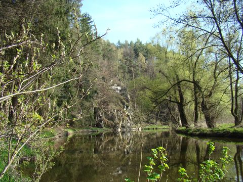 skalnaté břehy řeky blízko Třebíče