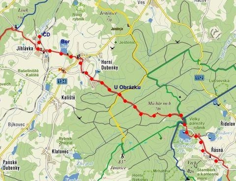 trasa pochodu Cestou Jana Hvězdy z Vícemilic 6.11.2011