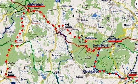 výlet na běžkách z Nové Bukové přes Křemešník do Nového Rychnova, přes Mešnici do Dolní Cerekve 11.2.2012