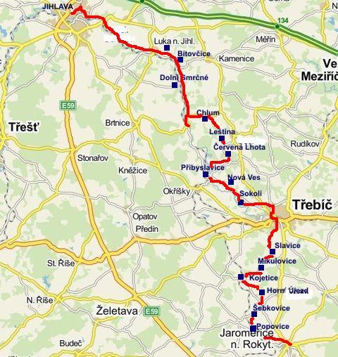 cyklotrasa z Jihlavy přes Třebíč do Jaroměřic 22.4.2012
