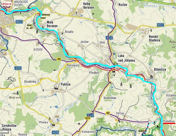 trasa cyklostezky-úsek Jihlava - Přímělkov