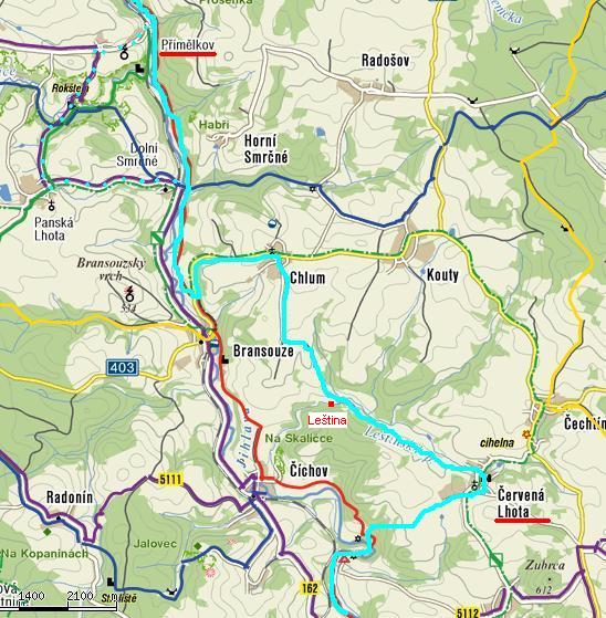 trasa cyklostezky-úsek Přímělkov - Červená Lhota