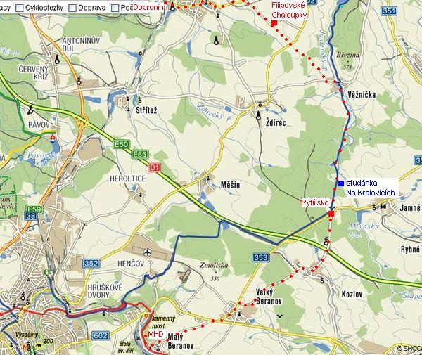 trasa z Dobronína přes Rytířsko do Malého Beranova