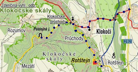 trasa z Klokočí na Rotštejn, Postojnu a zpět 21.8.2011