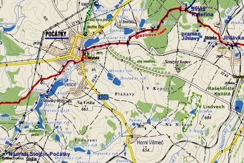 trasa pochodu Jihlaváci k Jihlavě 5. 6. 2011