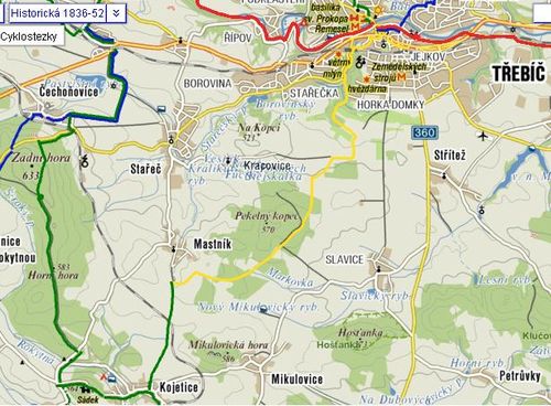 mapa pochodu Pozimním Horáckem