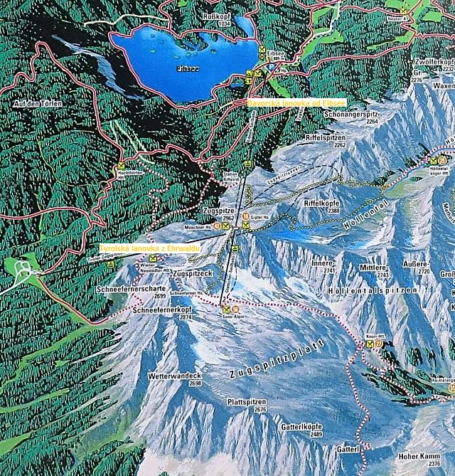 mapka okolí Zugspitze