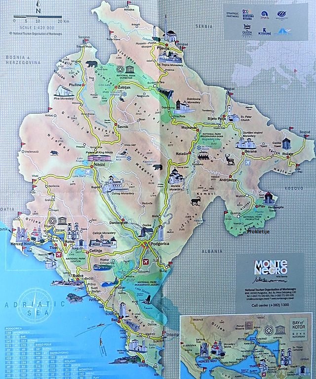 mapka Černé Hory