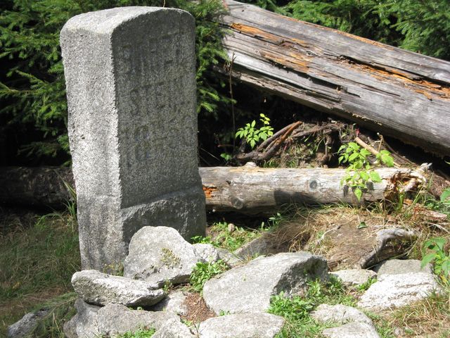 Medvědí kámen stojí v místě, kde byla v roce 1856 zastřelena poslední šumavská medvědice; foto Míla Bradová