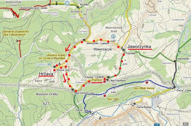 trasa z Hrčavy na Trojmezí, pak přes Jaworzynku zpět do Hrčavy 27.9.2015