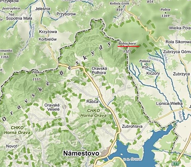 Babí hora leží na hranici mezi Polskem a Slovenskem