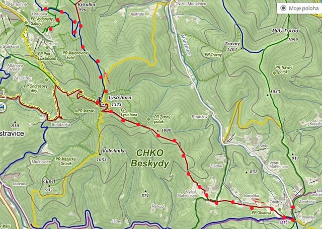 výstup z Visalají na Lysou horu a sestup k zotavovně Petr Bezruč 1.11.2015
