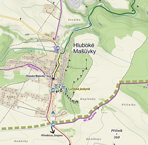 Hluboké Mašůvky - poutní areál v údolí Svatoňovec 