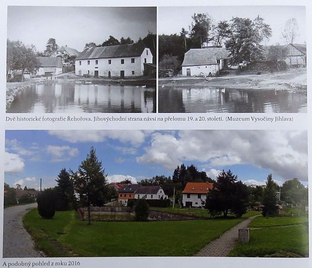 historický a současný obrázek středu obce Řehořova