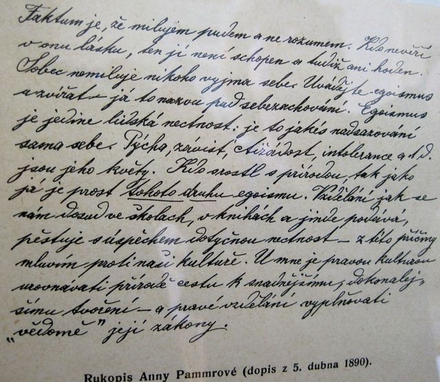 A. Pammrová píše O. Březinovi - muzeum v Nové Říši