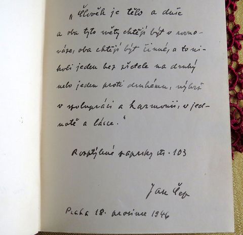 Jan Čep zapsal své řádky v roce 1946