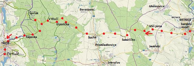 trasa z Brtnice do Sokolíčka, Suché a Třeště 4.3.2017