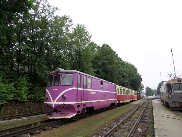 tento motorový vlak jede po úzkorozchodné trati také do Nové Bystřice